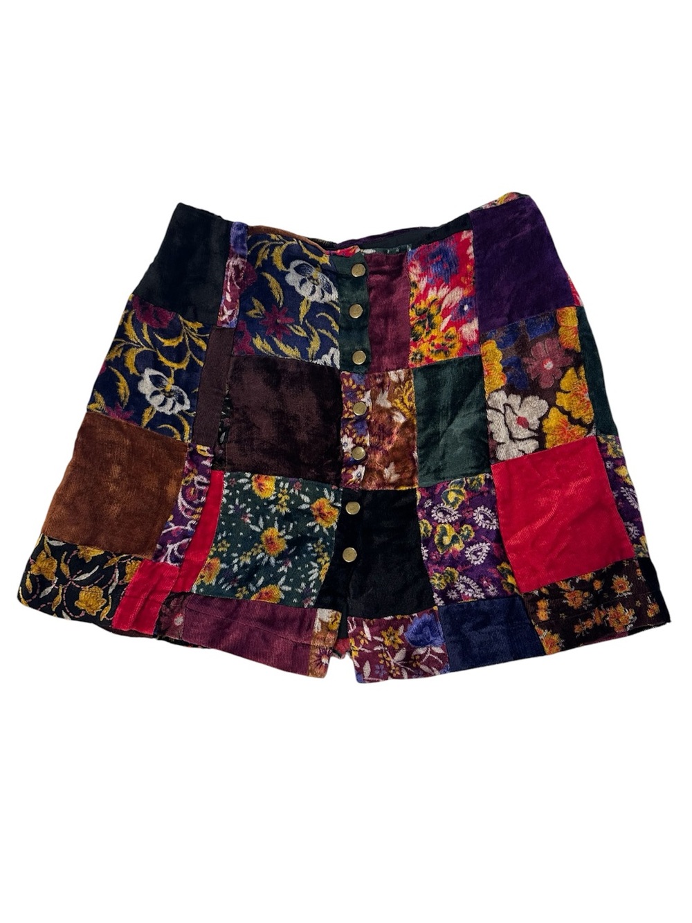Reformation Vintage Velvet Patchwork Floral Mini Skirt Size 0 Rare Boho